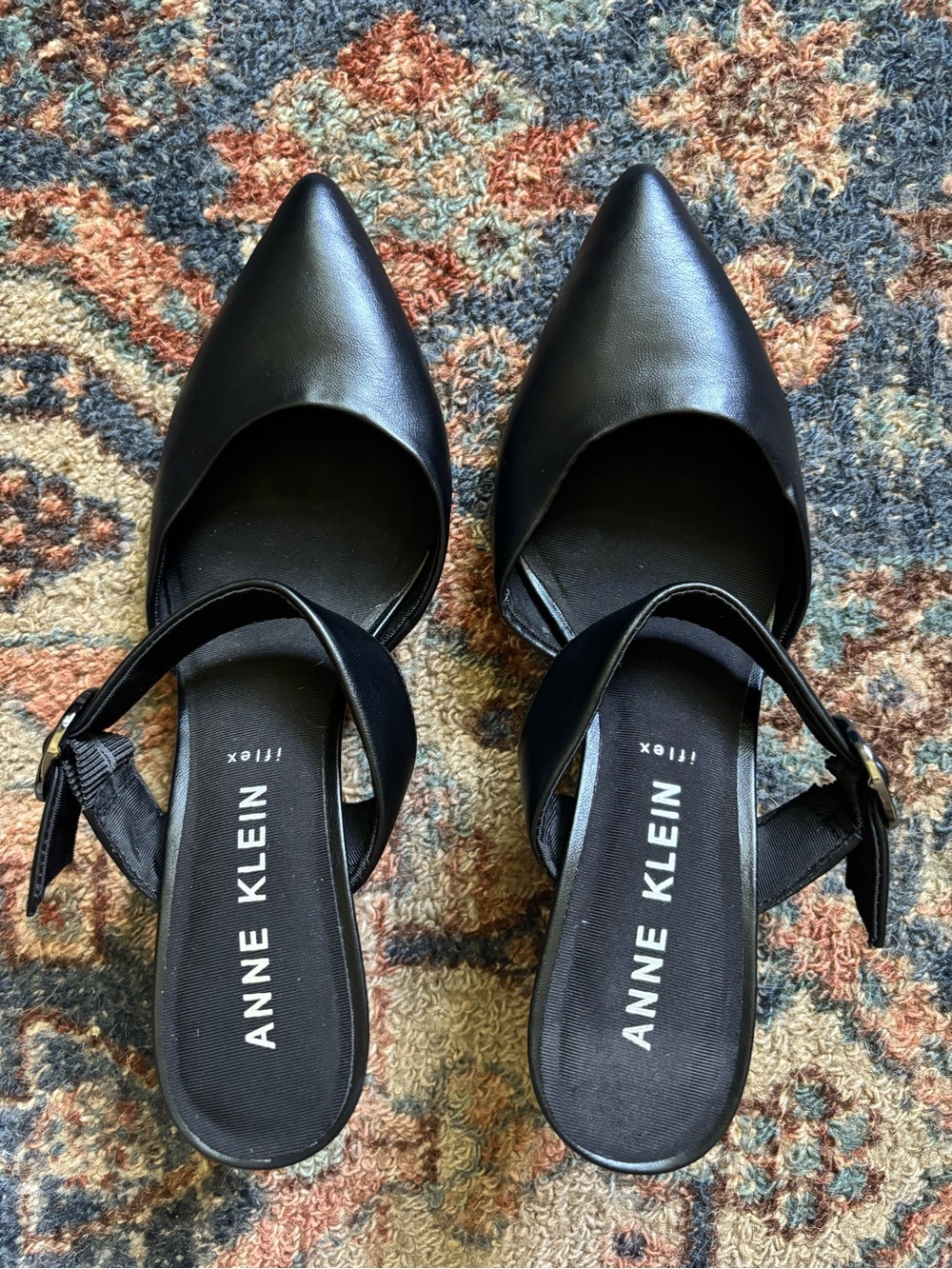 Anne Klein iflex Black Pointed Heels with Buckle